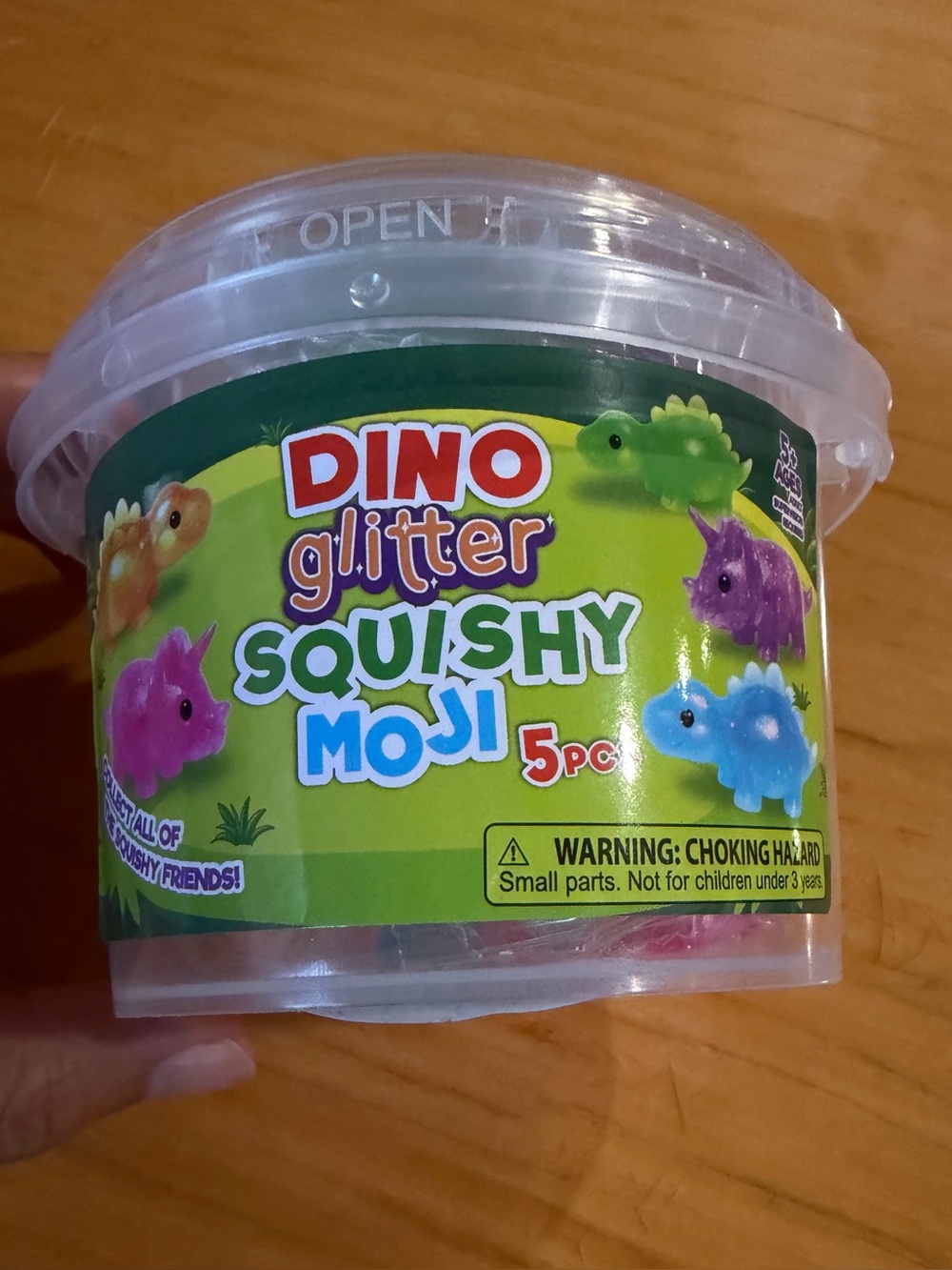 NEW Dino Glitter Squishy Moji 5pc - Multicolor